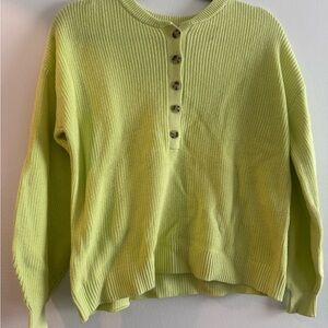 LOFT Lime Green Ribbed Sweater